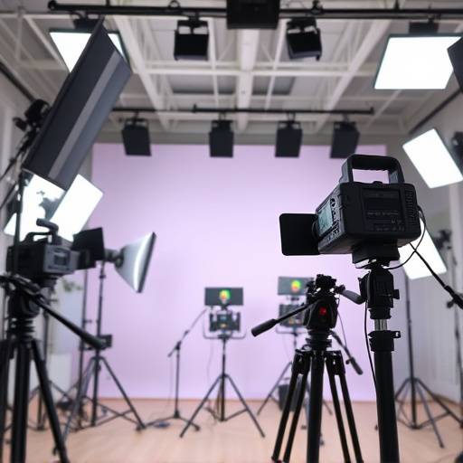 Equipamiento profesional de iluminaci√≥n y sonido en uno de los plat√≥s de Estudios Luminia.