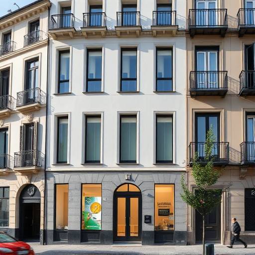 Fachada del edificio donde se encuentran los Estudios Luminia en la Calle de la Princesa, Madrid.